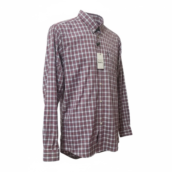 Barbour Men's Red White Plaid Cotton Tailored Fit Button Up Shirt XXL NWT - Picture 1 of 11